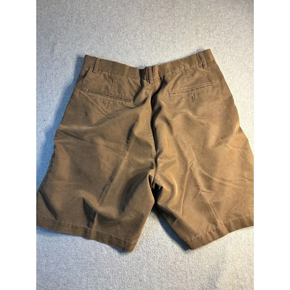 Alfani Chino Shorts Mens Size 36 Brown Pinstripe Modal Pockets Casual Flat Front